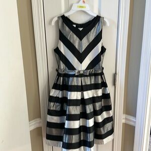 Girls holiday dress with black faux fur jacket